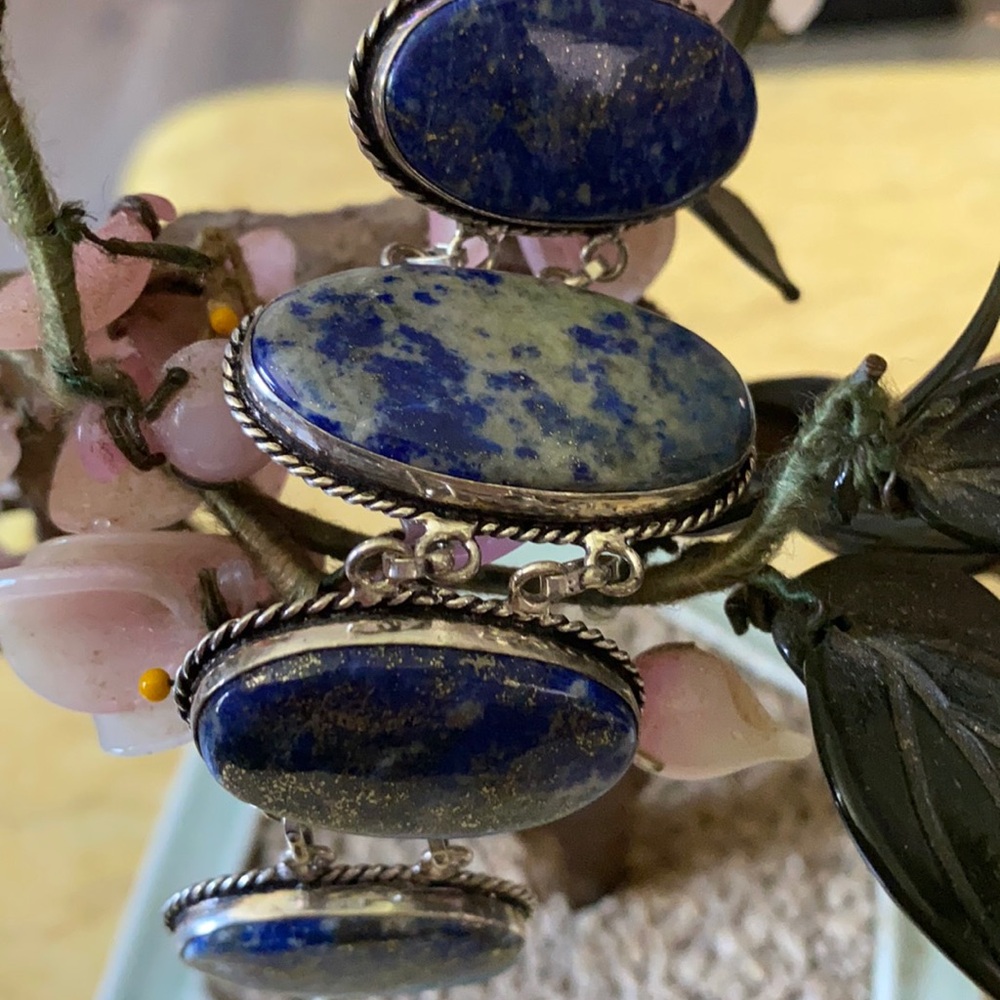 Vintage sterling lapis lazuli bracelet